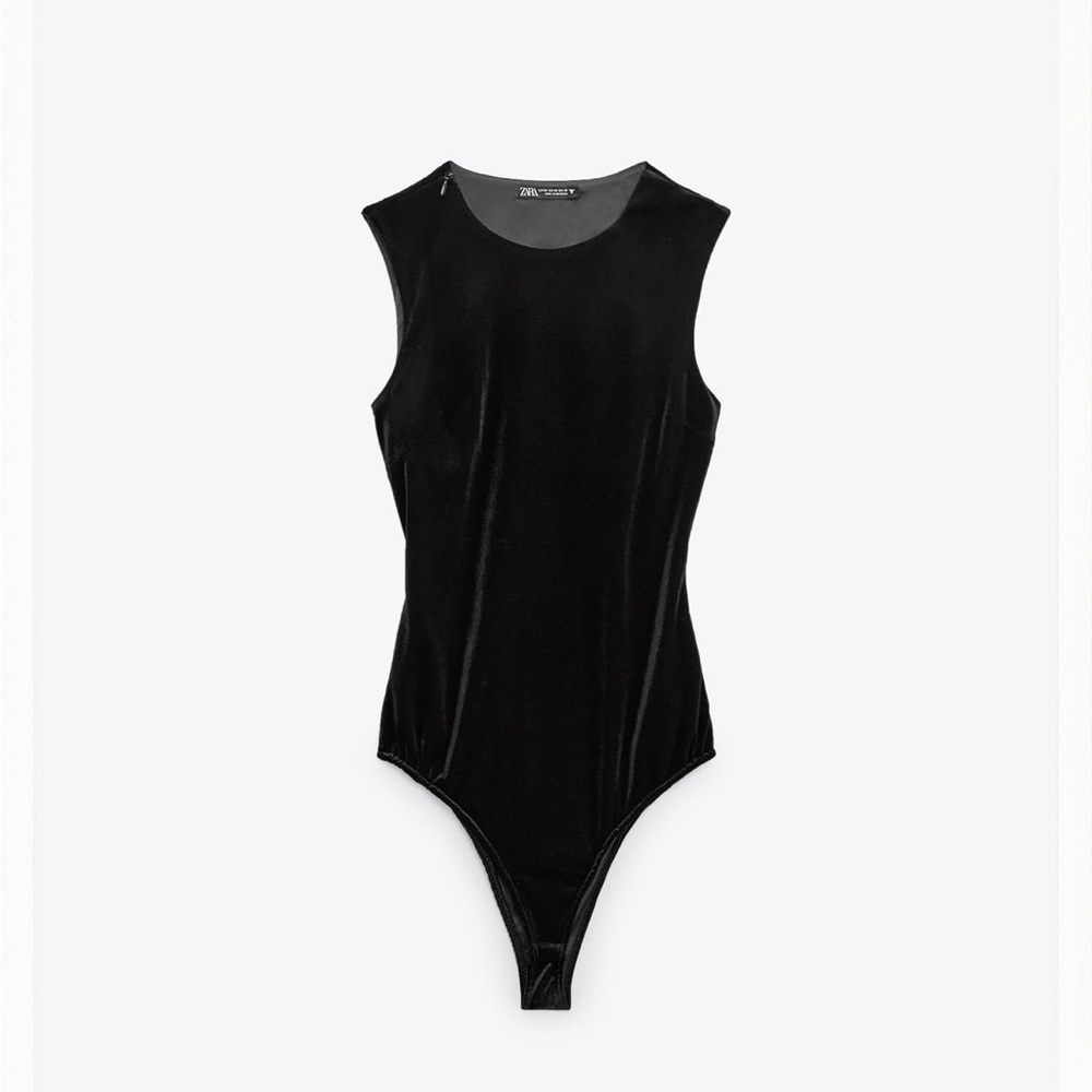 Zara Velvet Asymmetrical Bodysuit